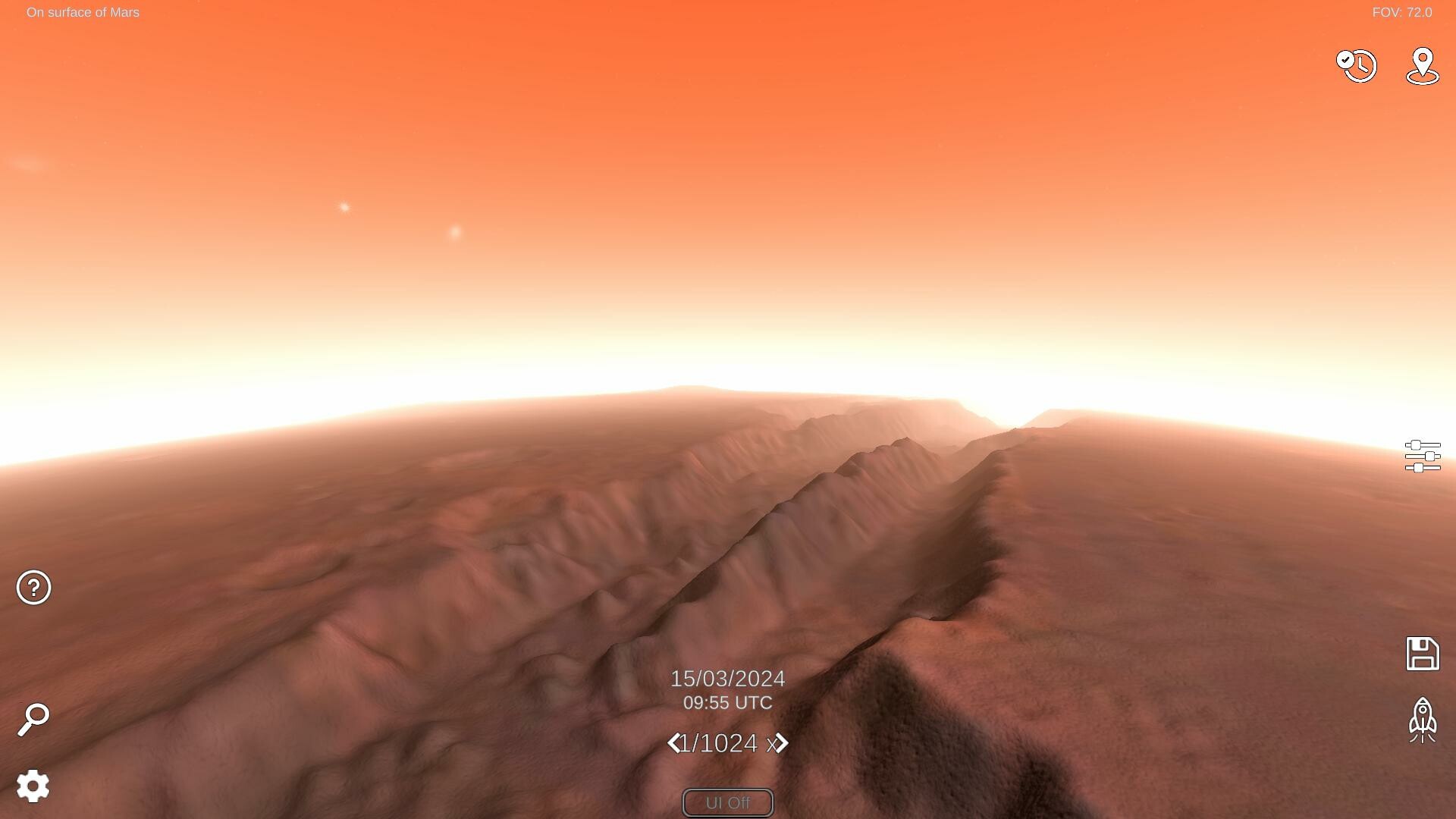 Sunrise over Valles Marineris seen from the surface of Mars